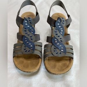 Rieker Two Tone Twist Wedge Sandals Size 40/8.5
